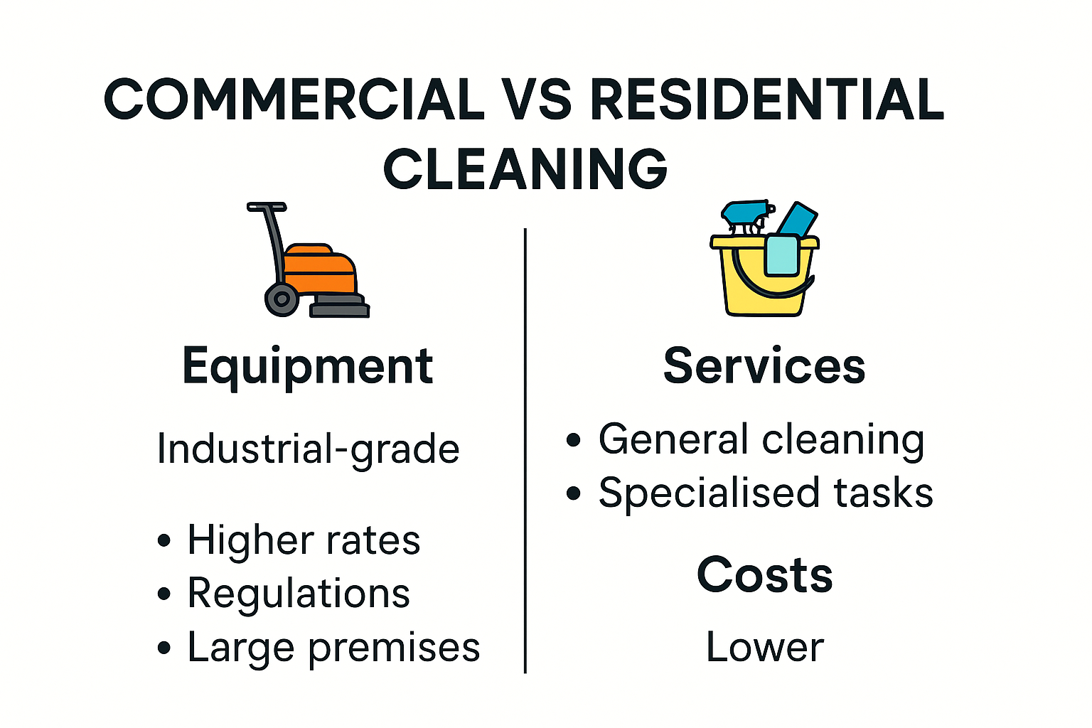 Infographic comparing commercial and residential cleaning differences