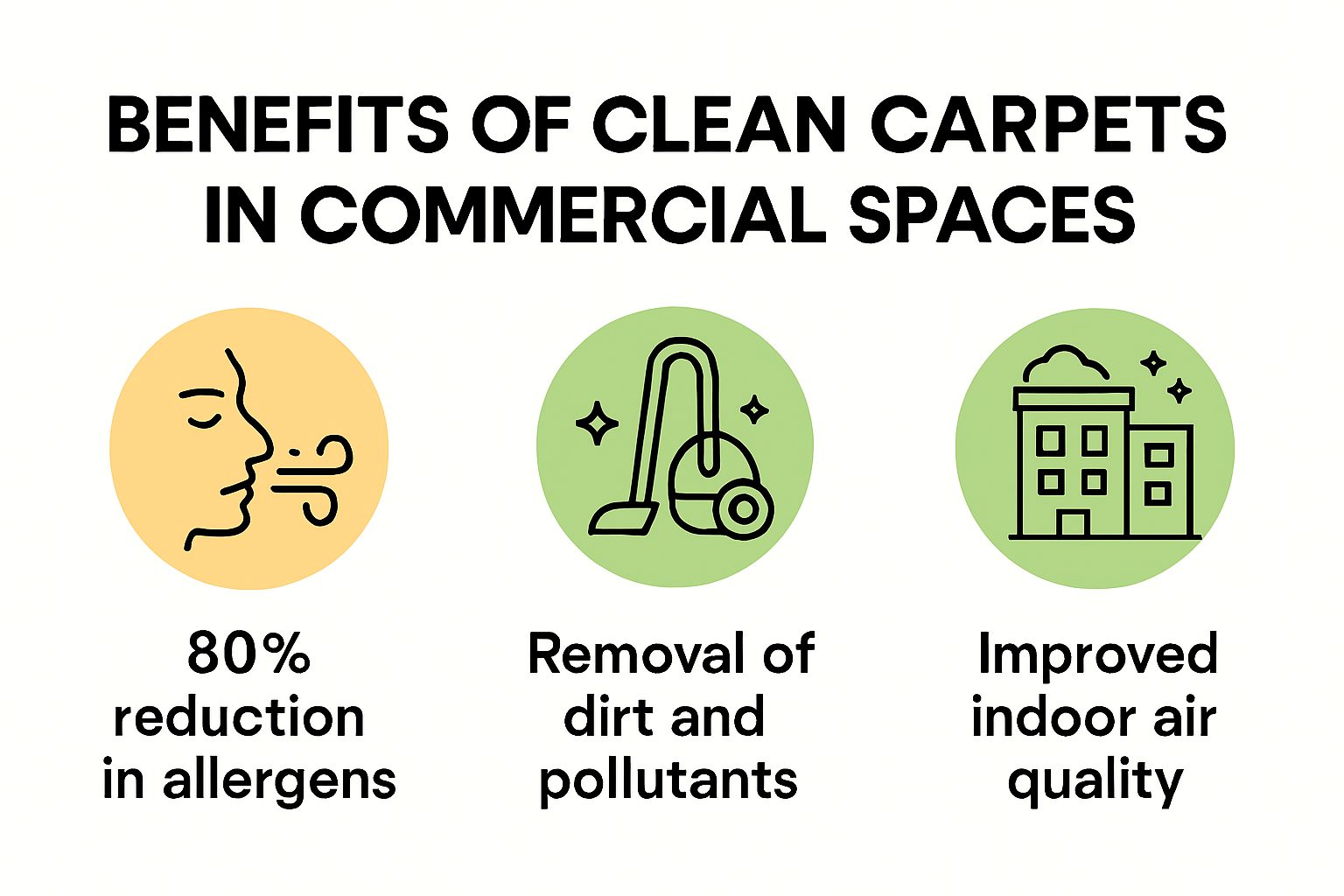 Infographic showing commercial carpet cleaning health and air quality benefits