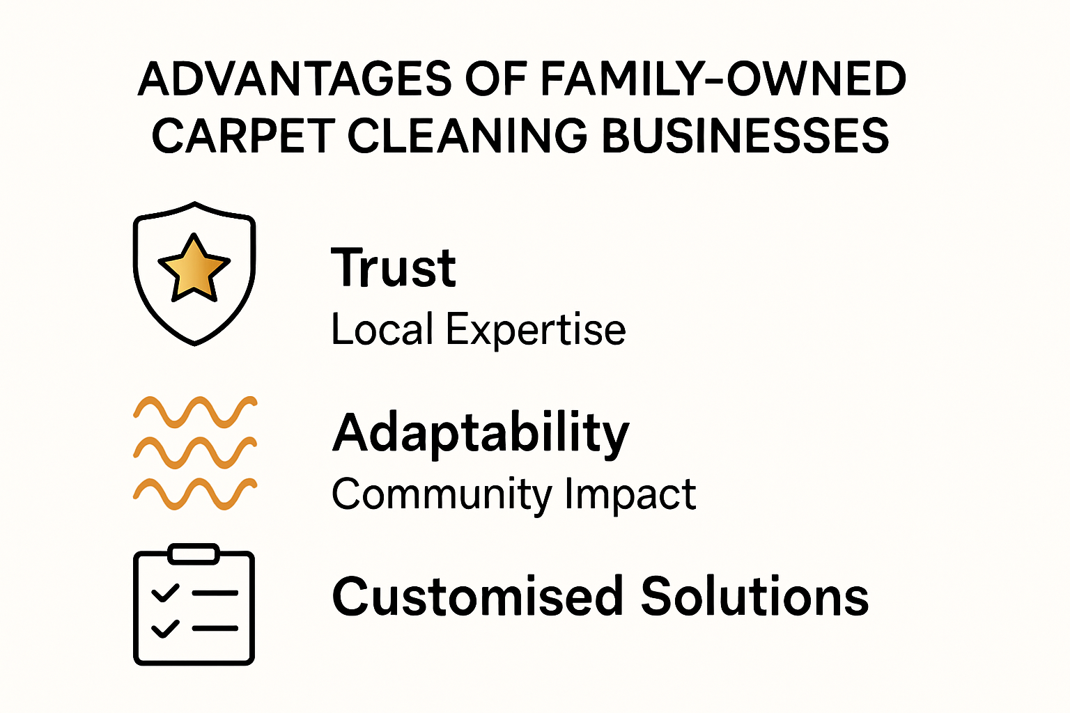 Infographic highlighting main benefits of family owned carpet cleaning