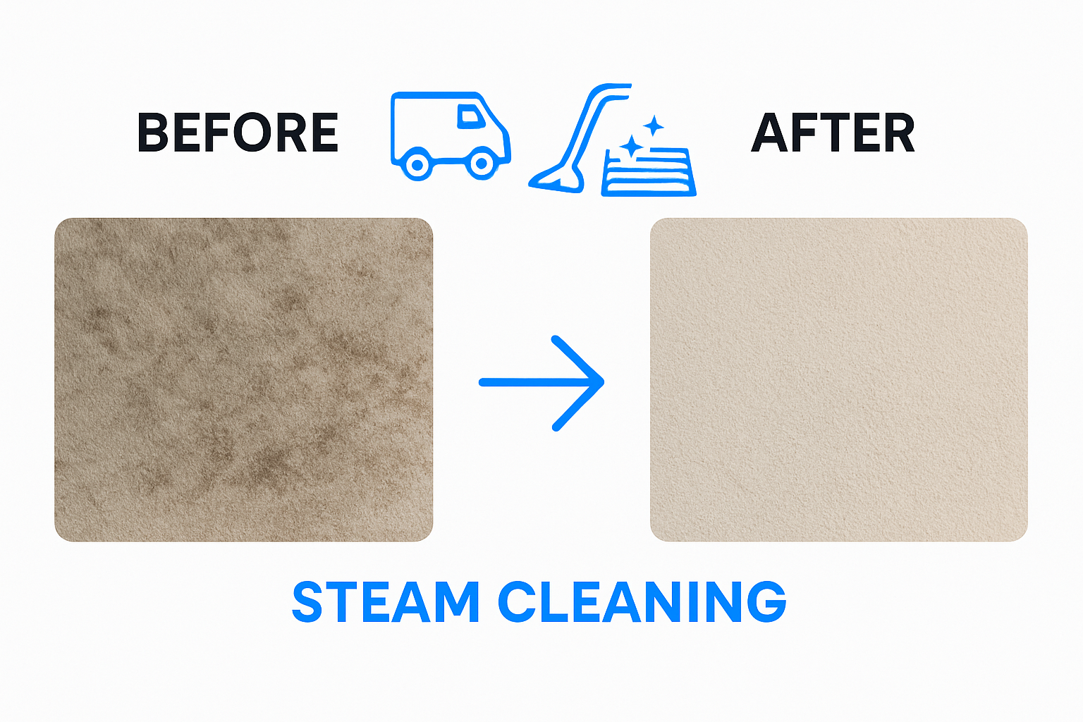 Carpet before and after professional cleaning infographic