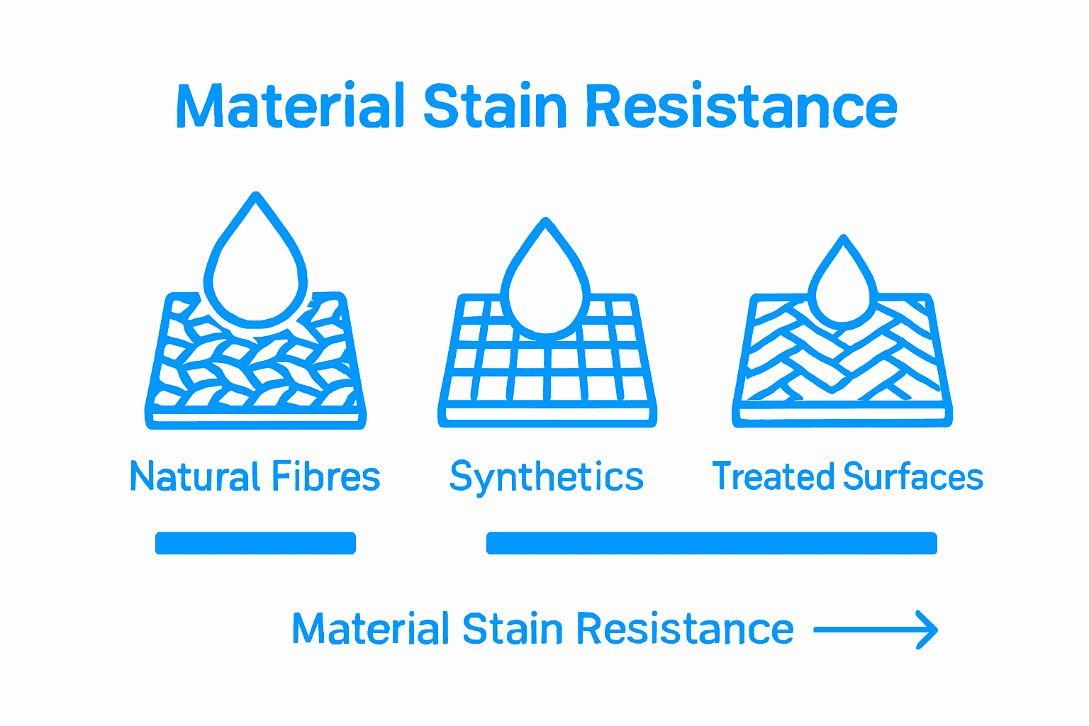 Comparison of material types and their stain resistance levels