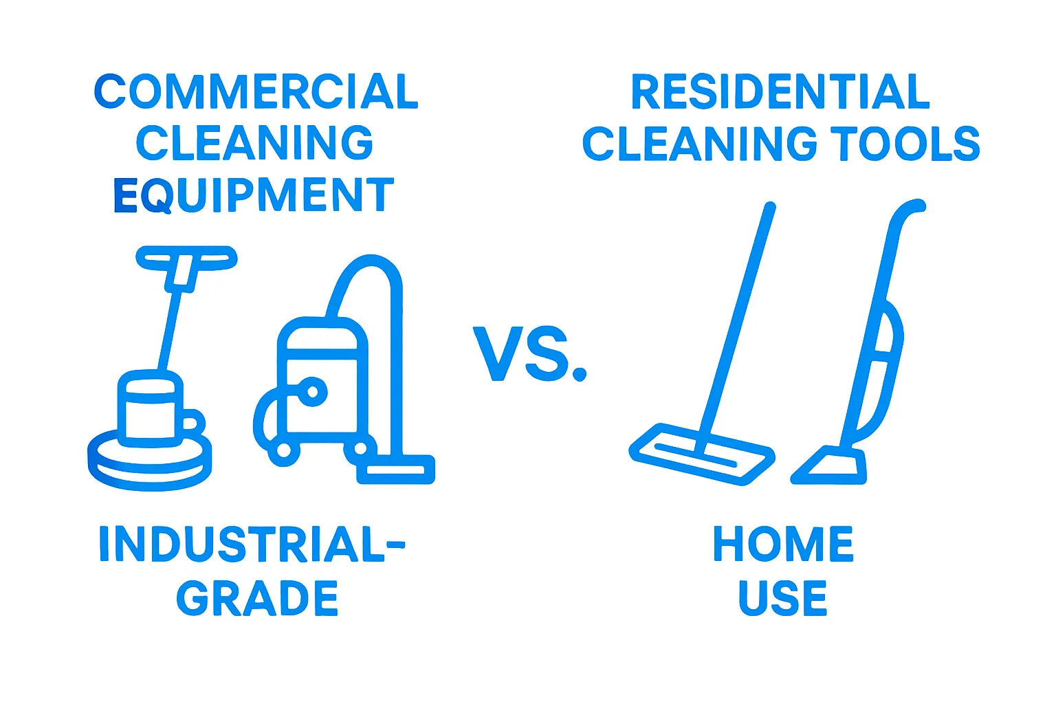 Comparison of commercial and residential cleaning equipment