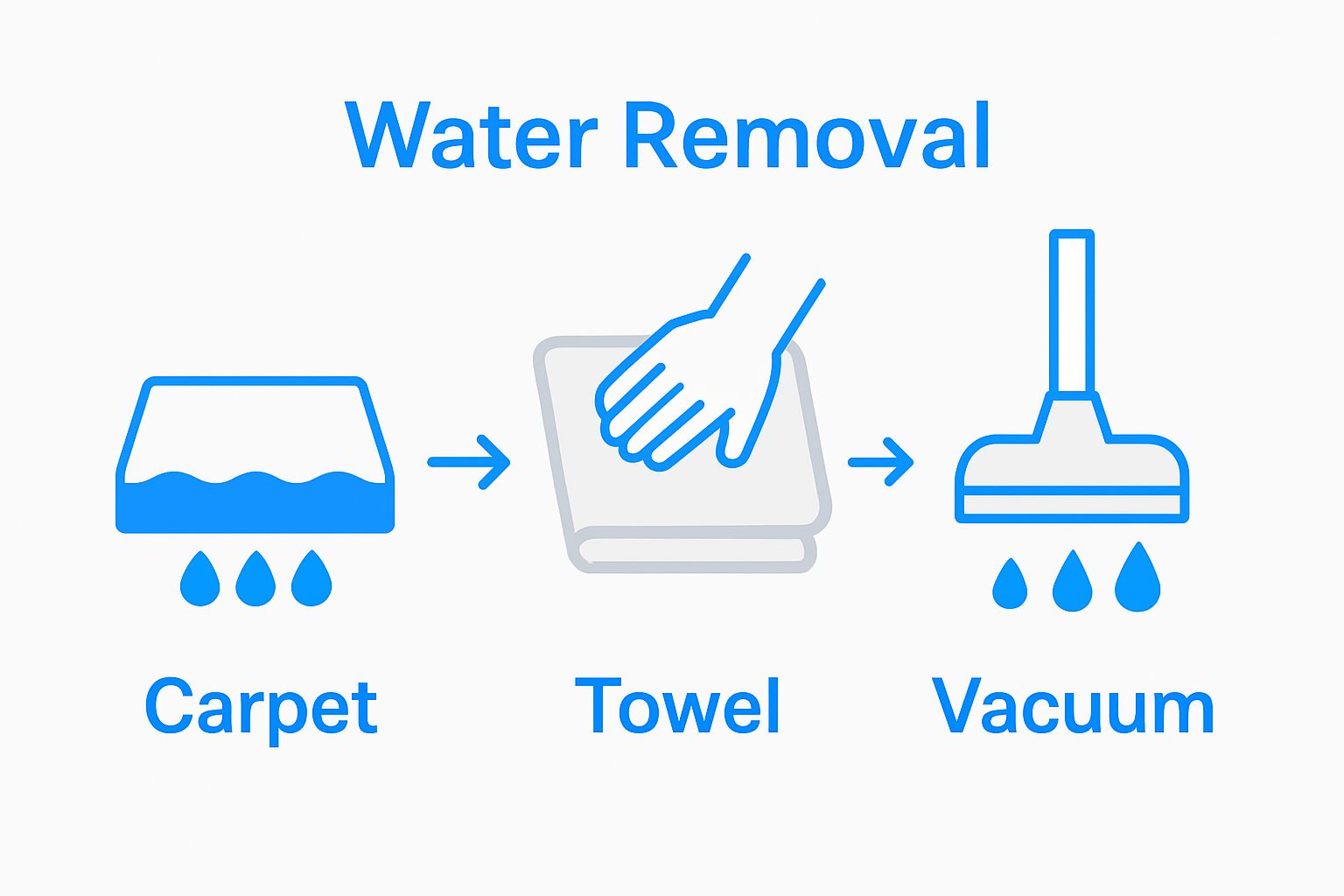 Infographic showing two-step water extraction from wet carpet