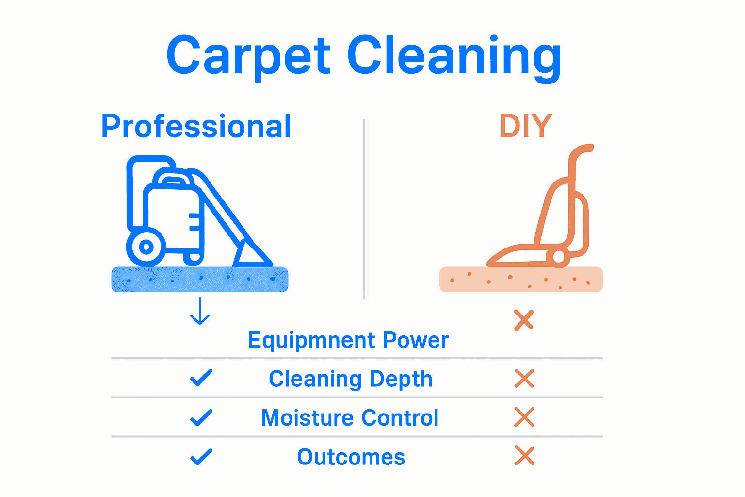 Infographic comparing professional and DIY carpet cleaning methods.