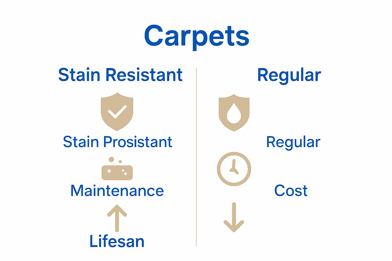 Infographic comparing stain resistant vs regular carpet features