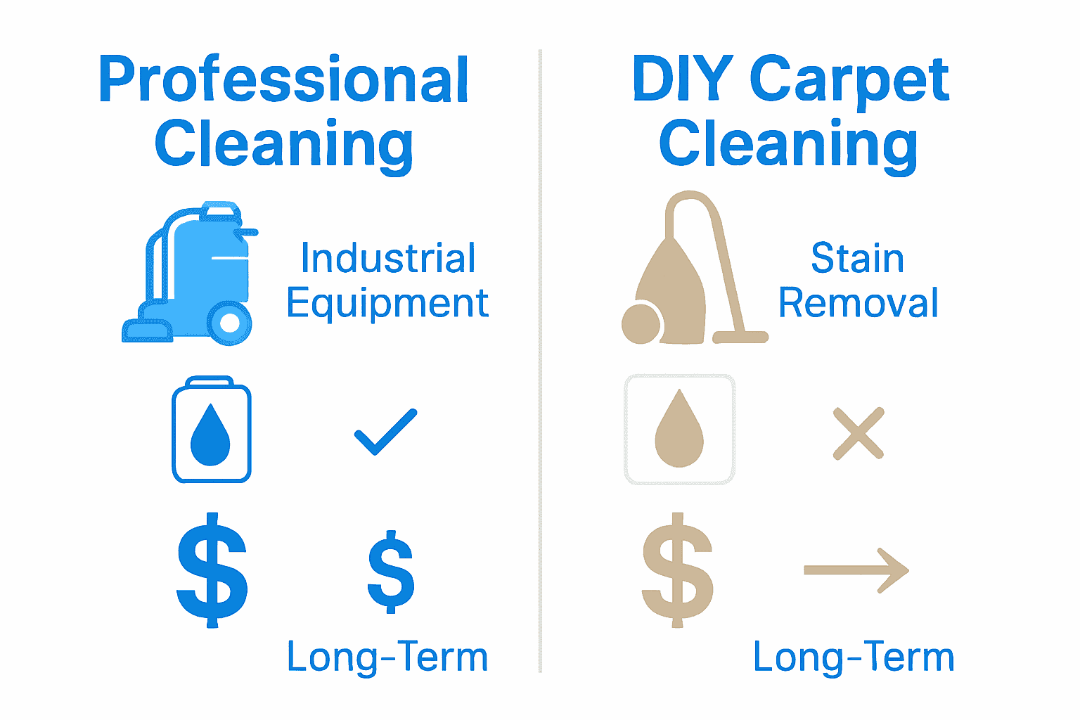 Infographic comparing professional carpet cleaning and DIY approaches
