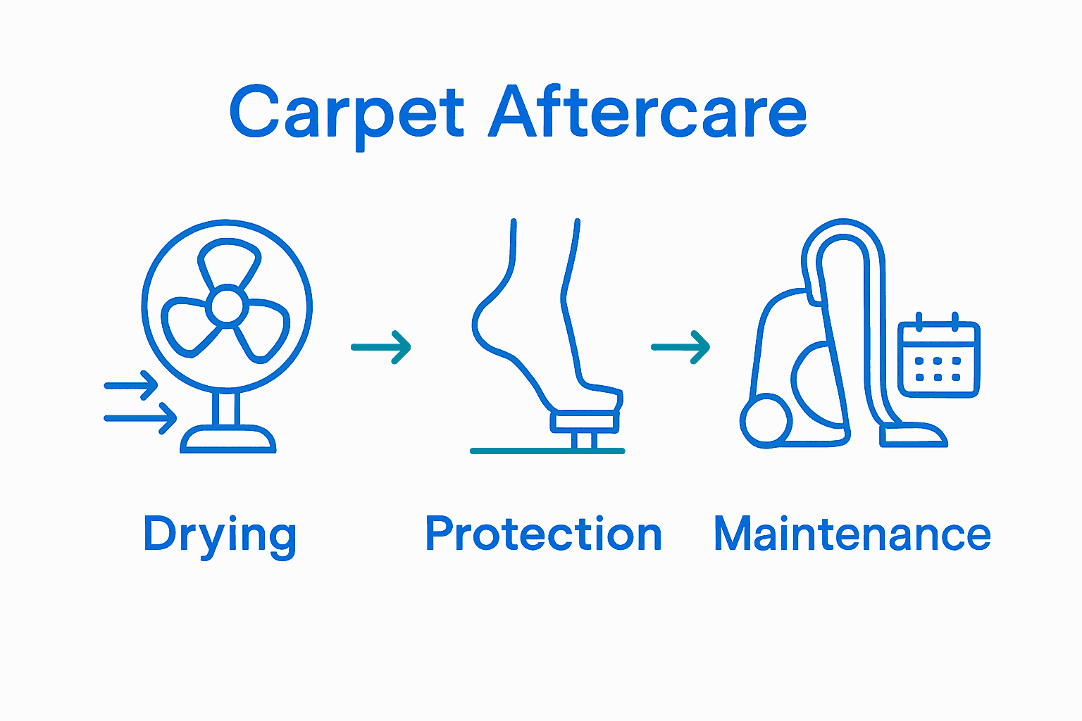 Carpet aftercare steps: drying, protection, maintenance