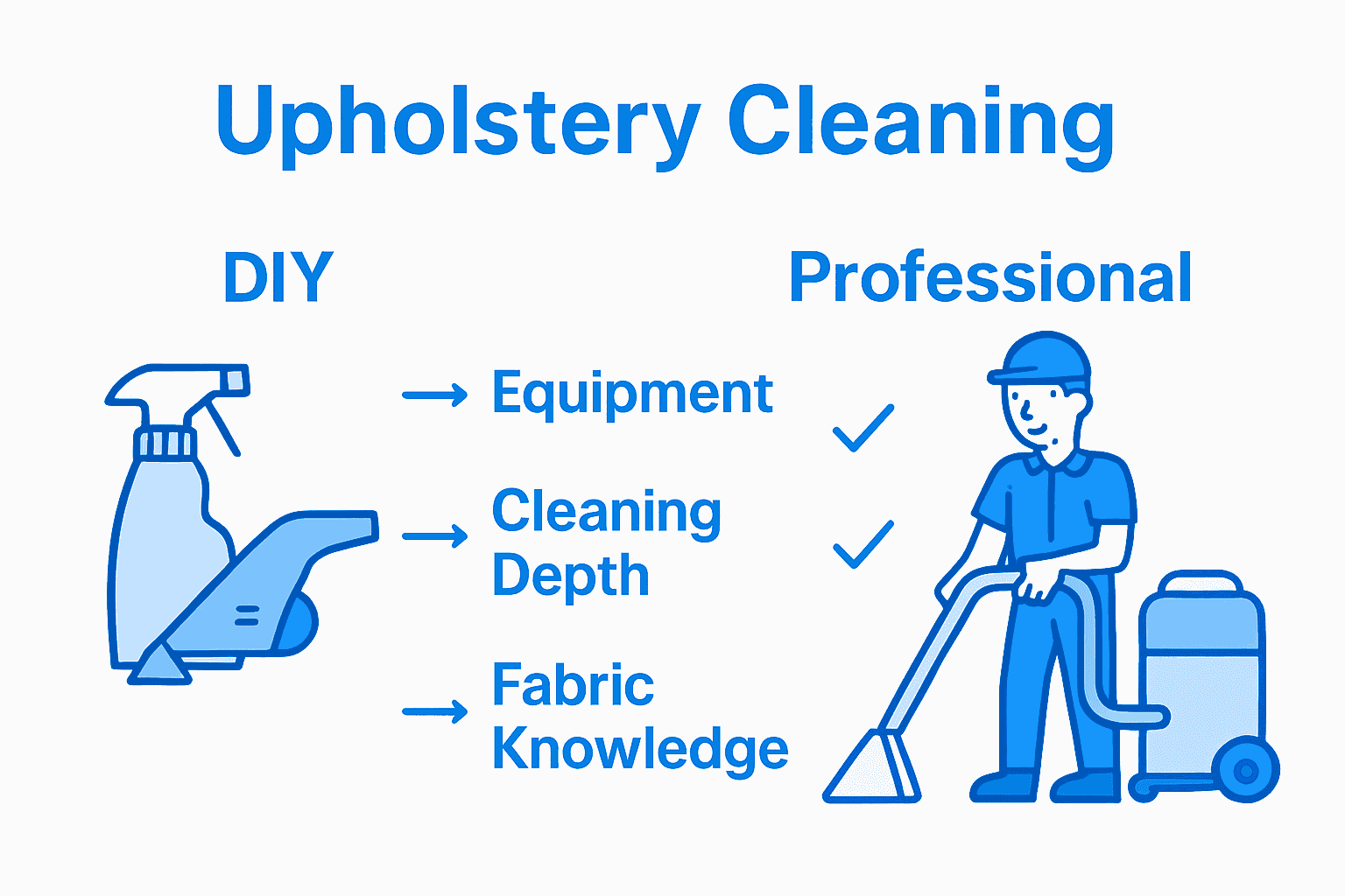 Infographic comparing DIY and professional upholstery cleaning