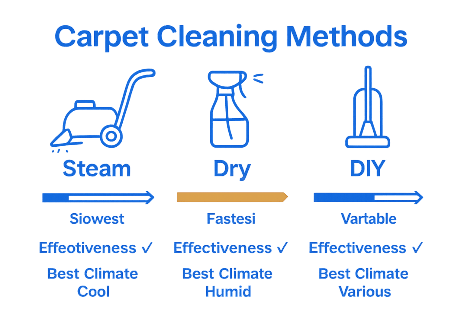 Infographic comparing carpet cleaning methods and drying times.