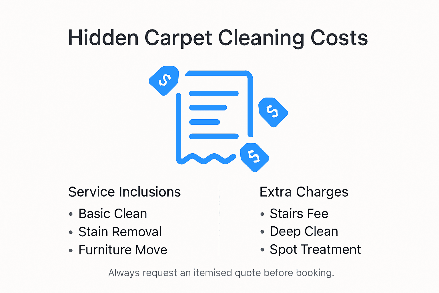 Infographic showing hidden carpet cleaning costs