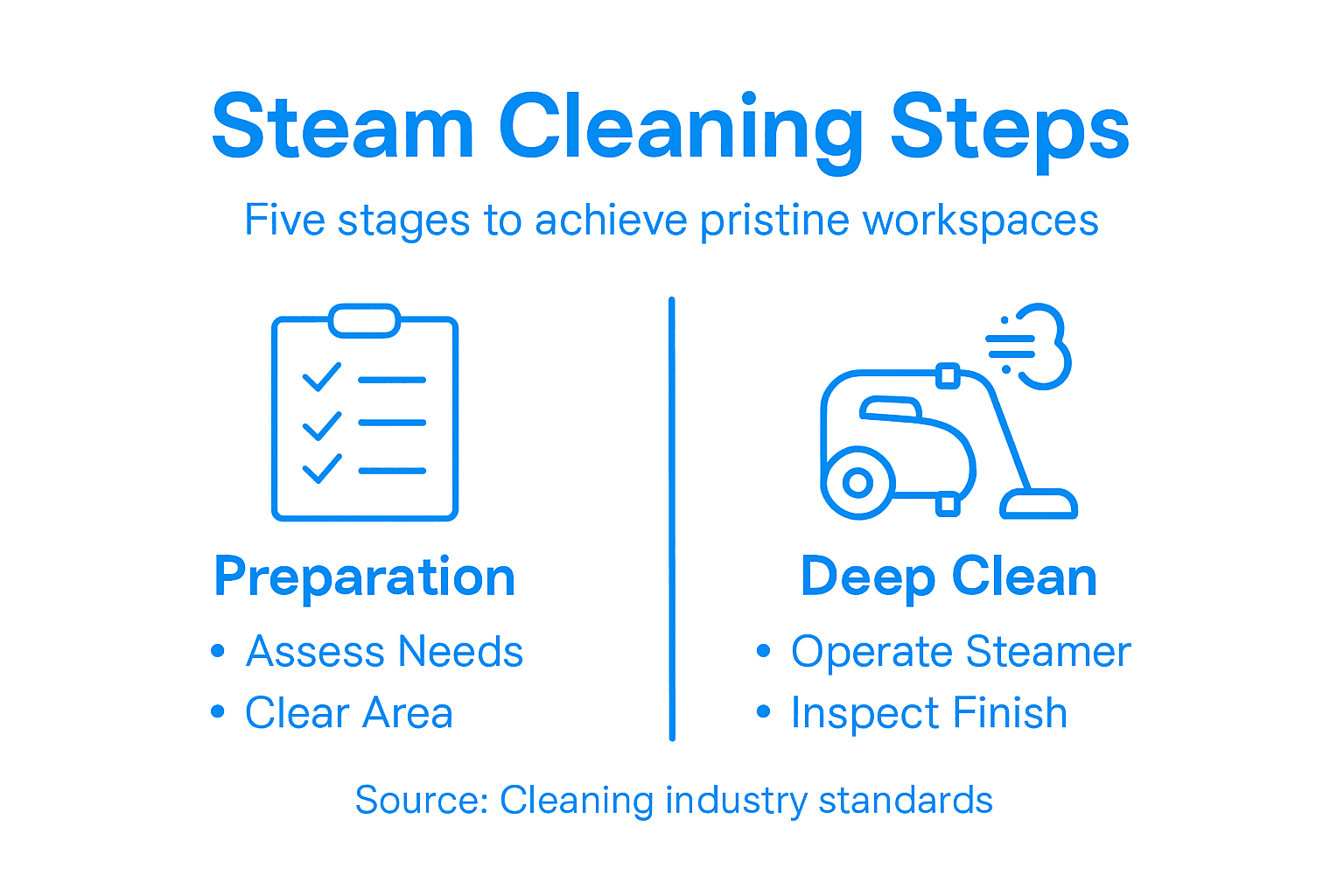 Infographic summarising steam cleaning process steps