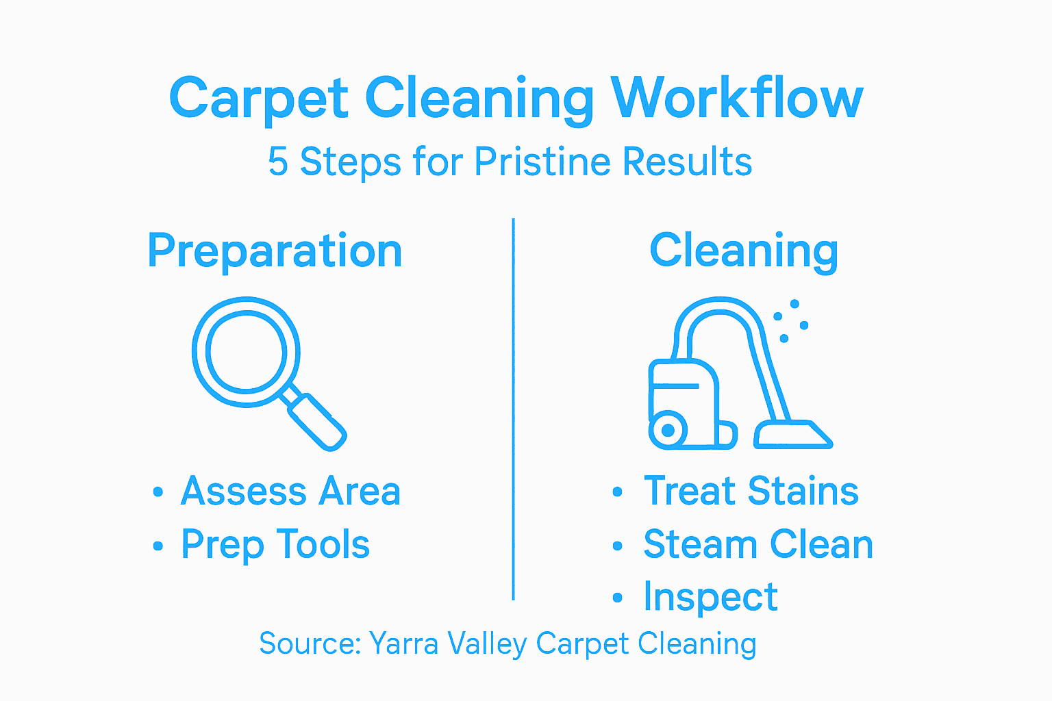 Infographic of key carpet cleaning workflow steps
