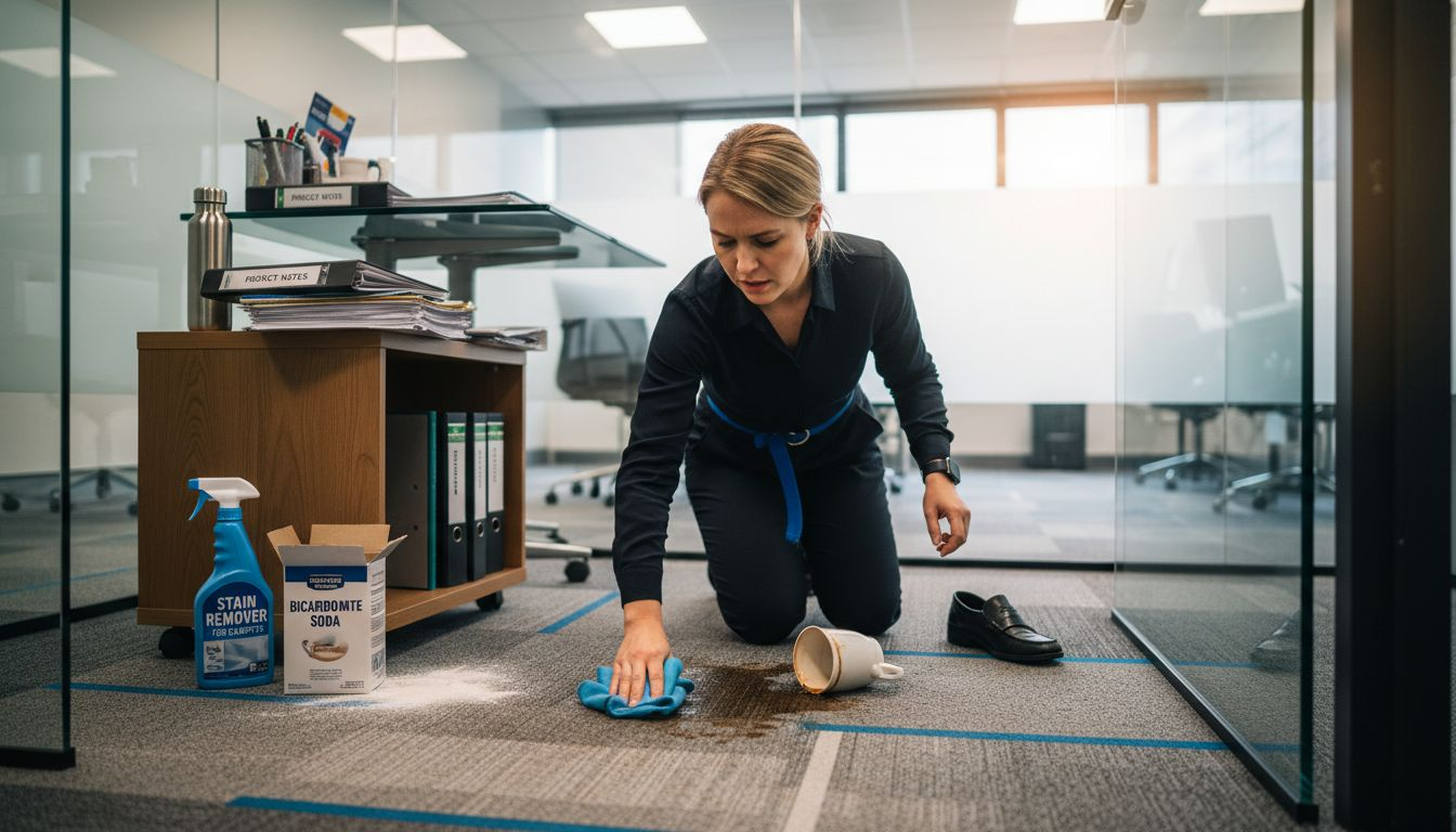 Spot cleaning office carpet using natural supplies