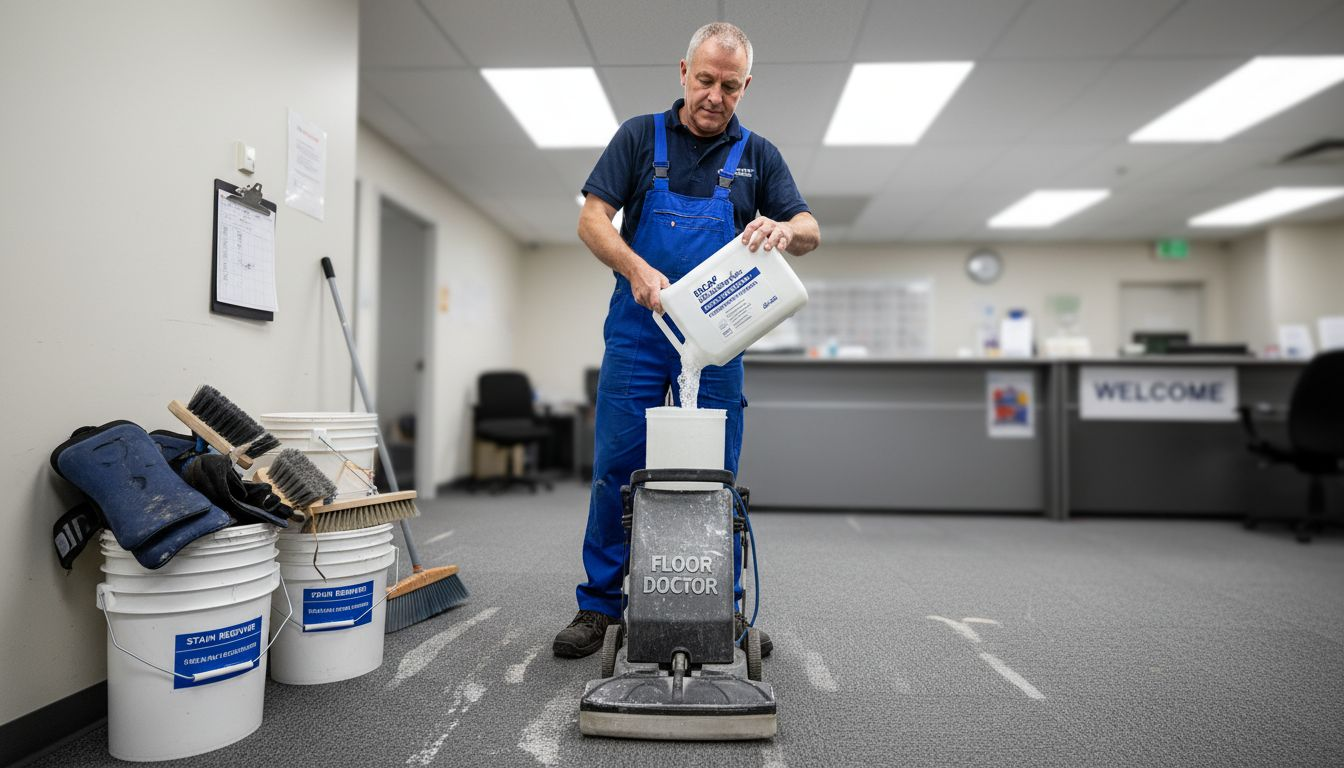 Carpet cleaner using encapsulation solution in office