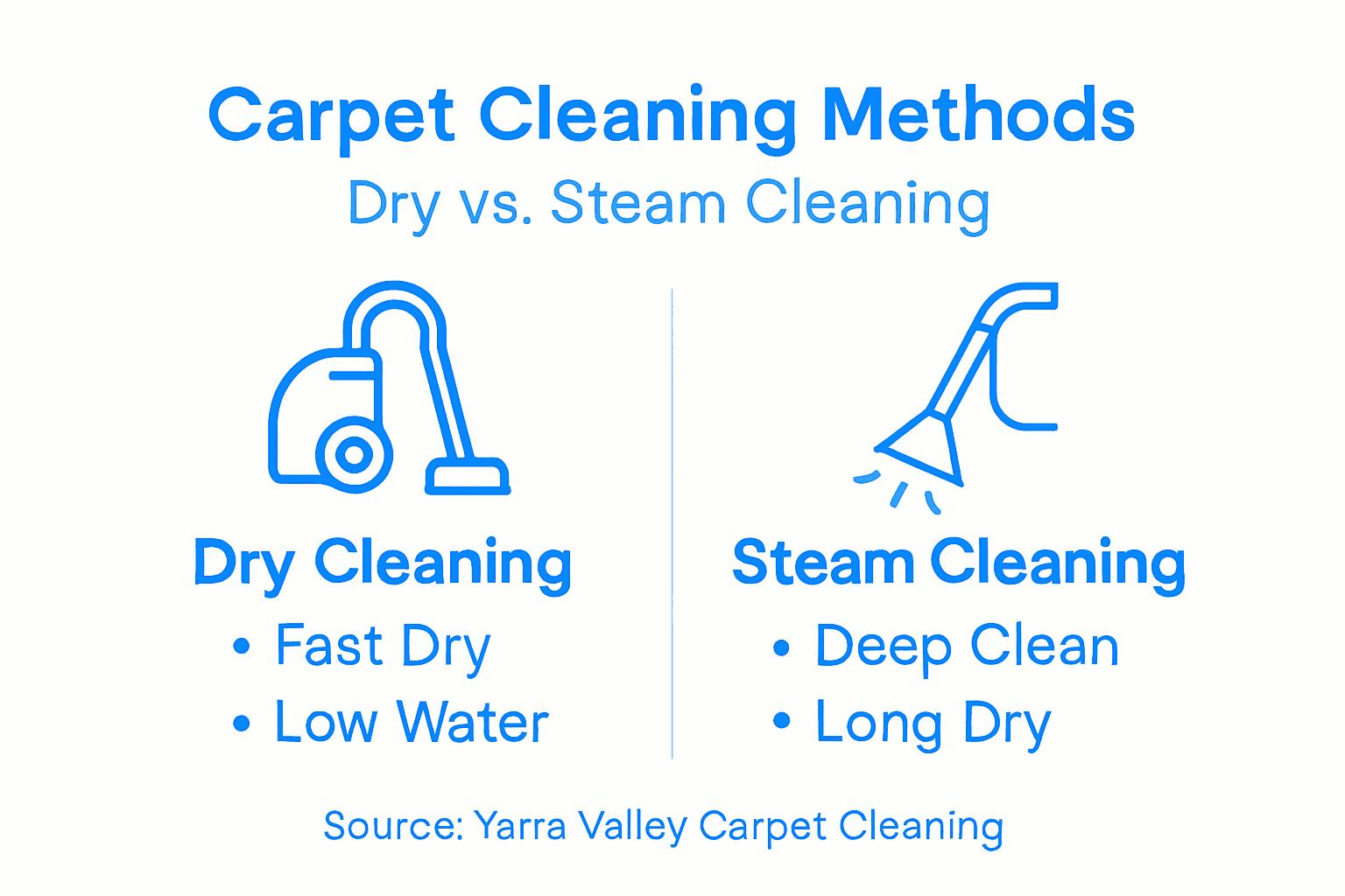 Infographic comparing dry and steam carpet cleaning