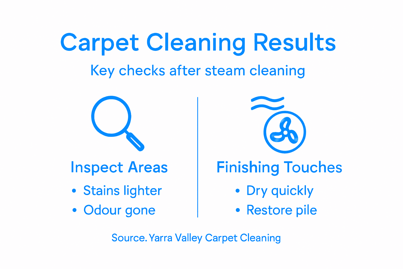 Infographic showing post-cleaning carpet checklist
