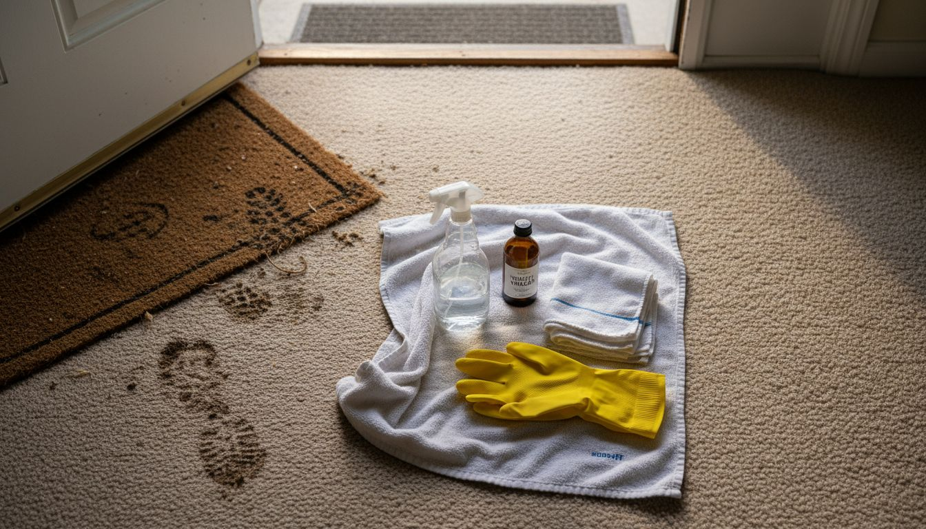 Stain removal cleaning kit on carpet