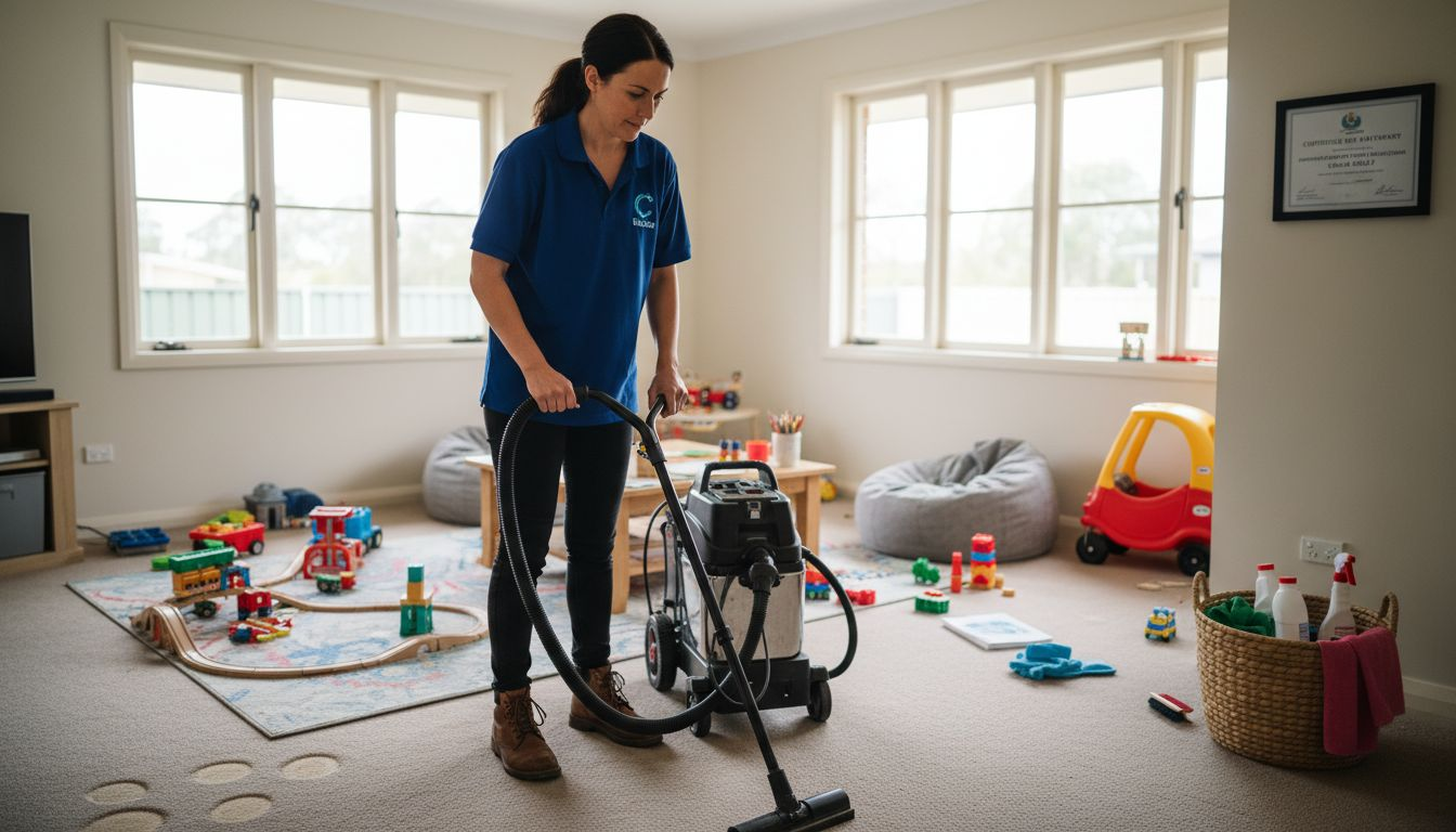 Technician using advanced carpet cleaning machine