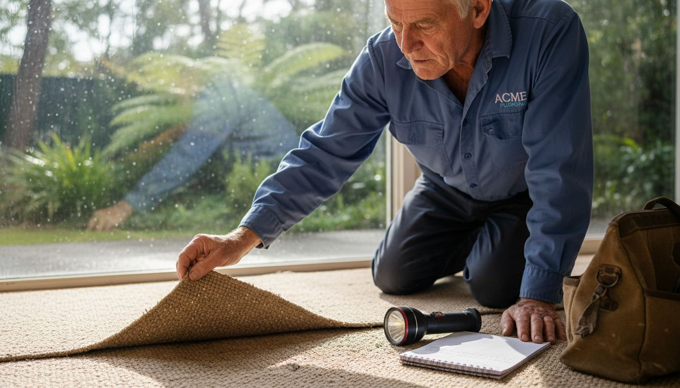 Man conducting seasonal carpet corner inspection
