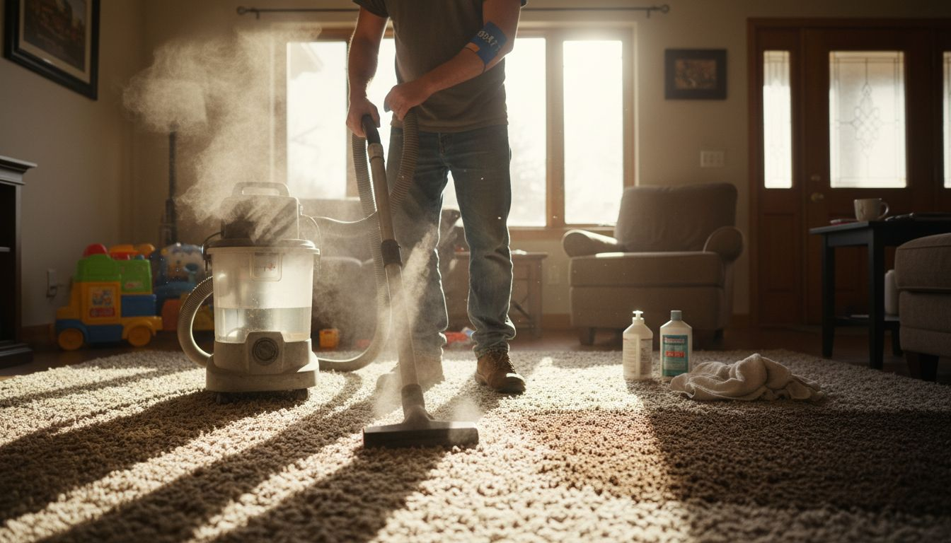 Professional steam cleaning eco-friendly carpet