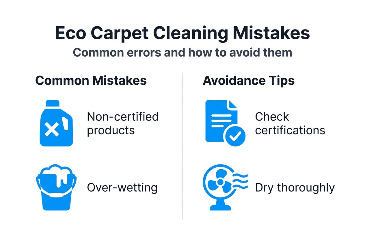 Infographic showing eco carpet cleaning mistakes and solutions