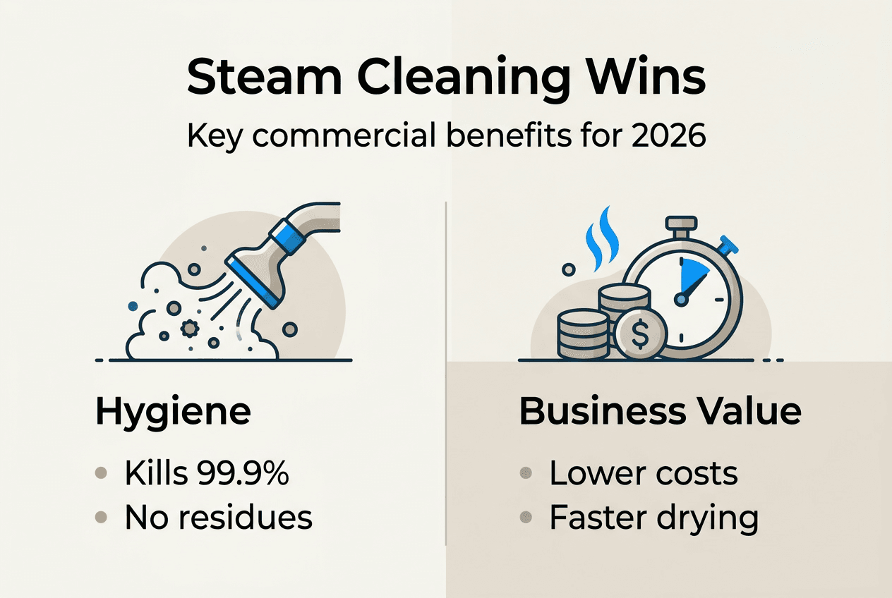 Infographic of steam cleaning hygiene and business benefits