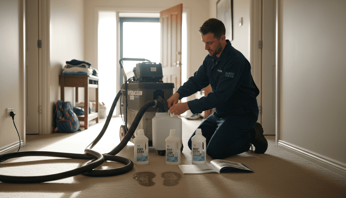 Technician using hot water extraction unit