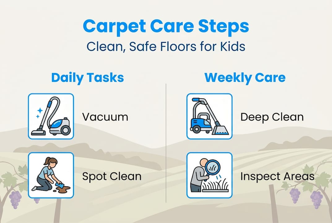 Infographic carpet cleaning steps for childcare