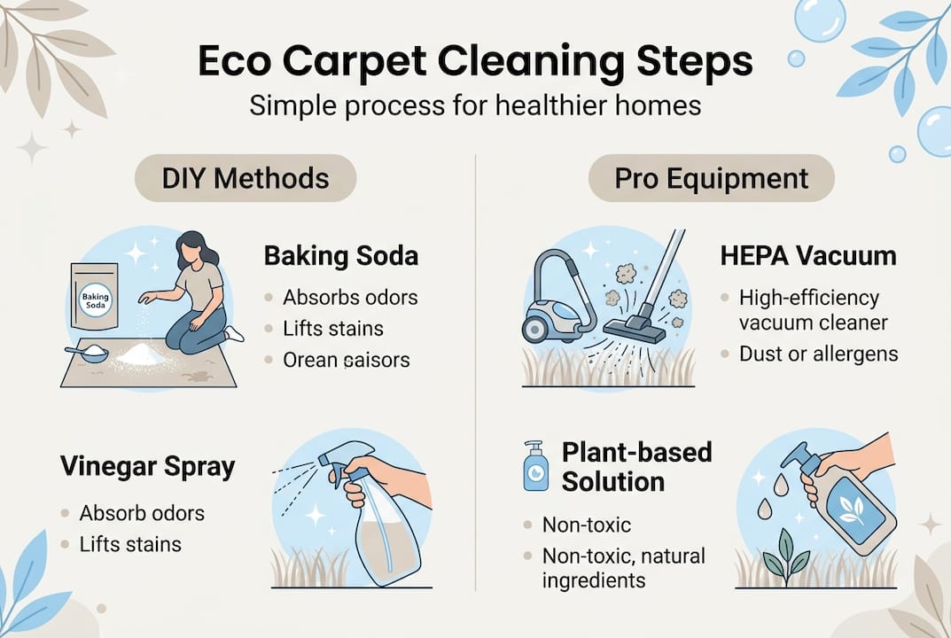 Infographic showing eco carpet cleaning steps