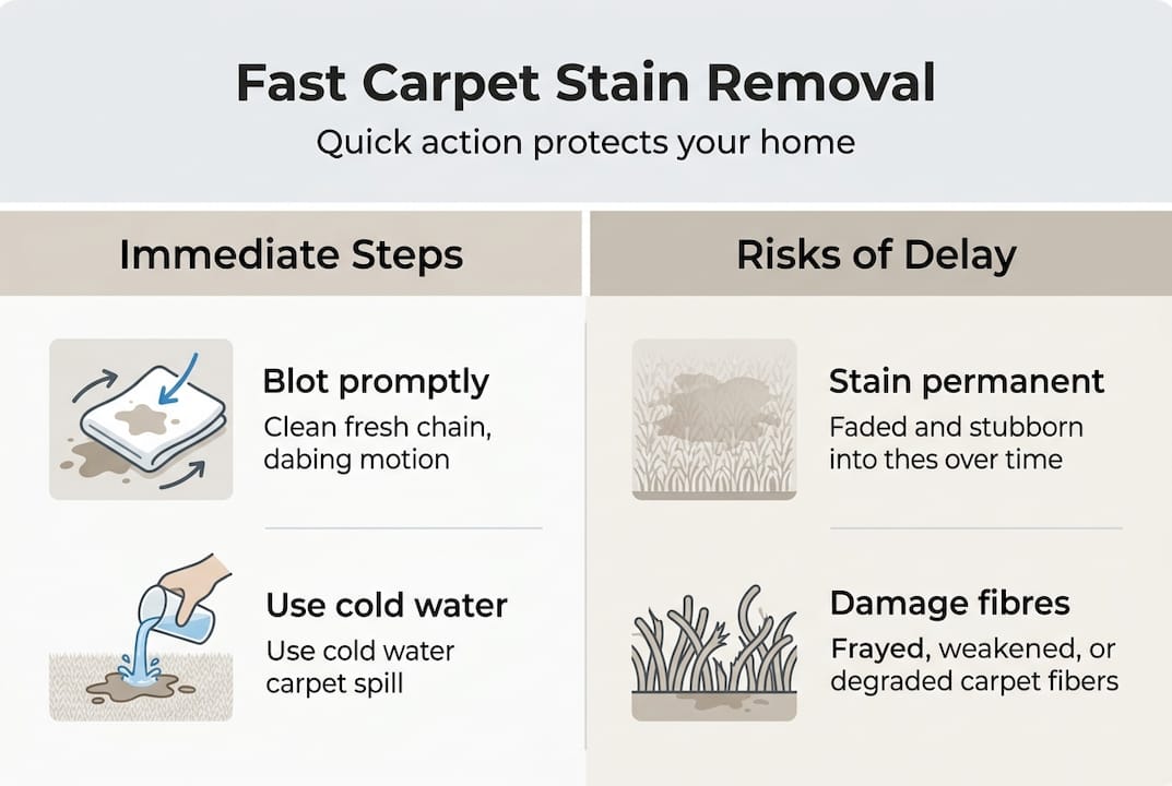 Infographic showing stain removal steps and risks