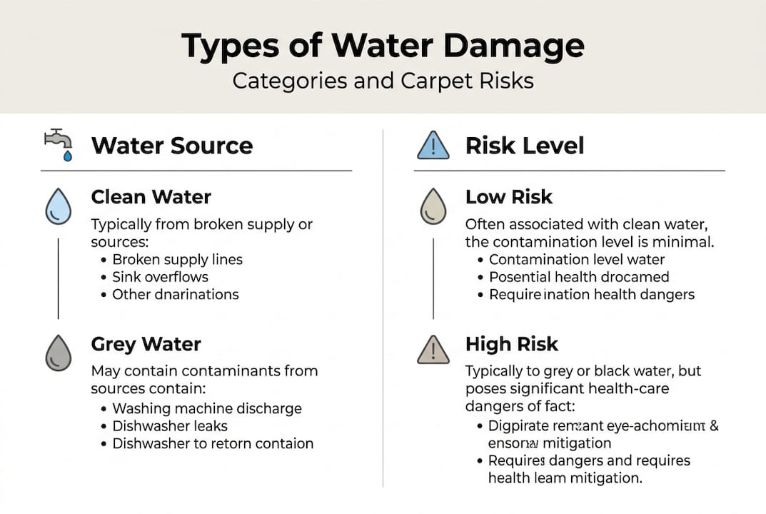 Infographic showing water damage categories and risks