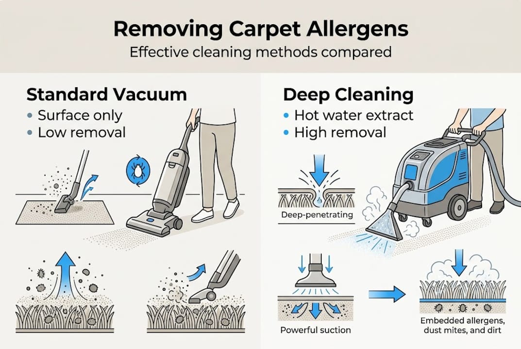 Infographic comparing carpet cleaning effectiveness