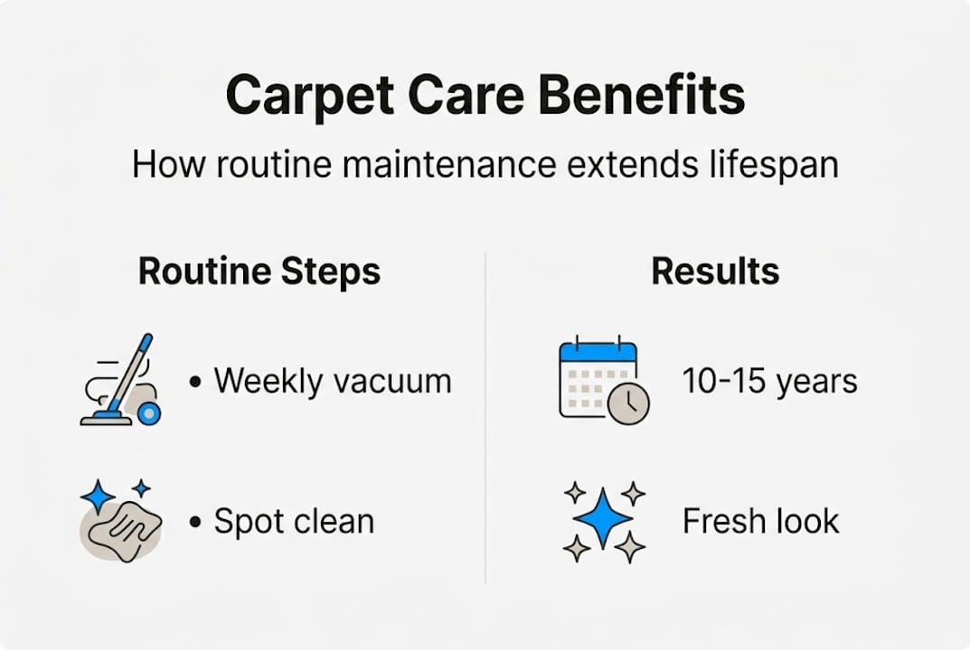 Infographic showing carpet care longevity benefits