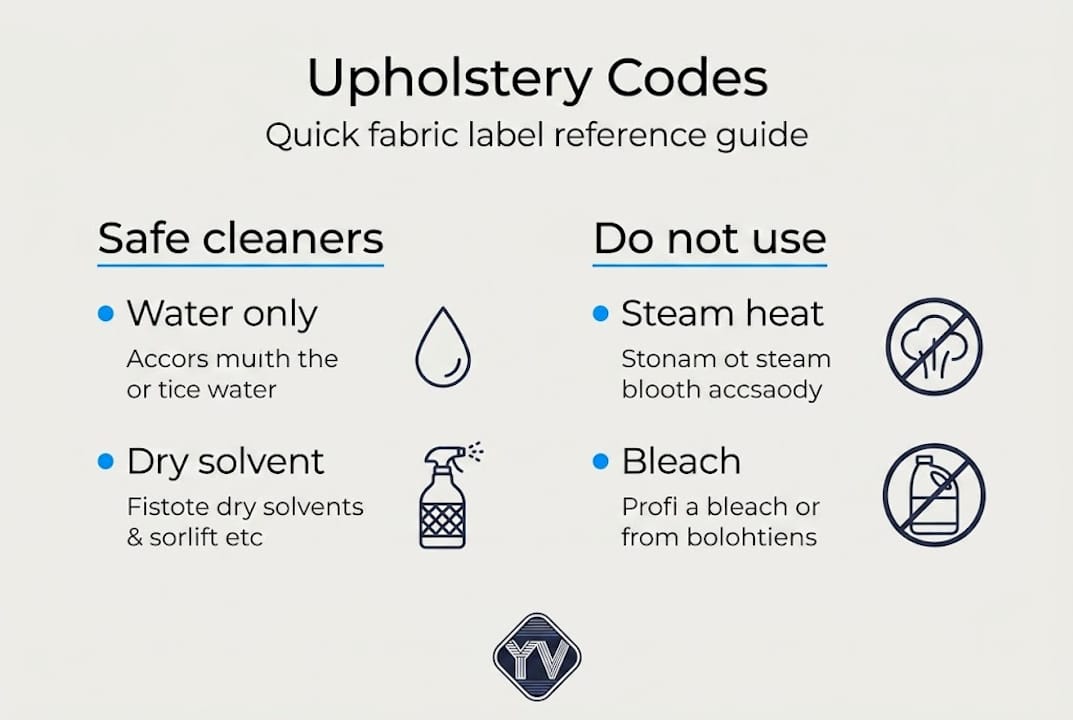 Infographic of upholstery cleaning codes and safe cleaners
