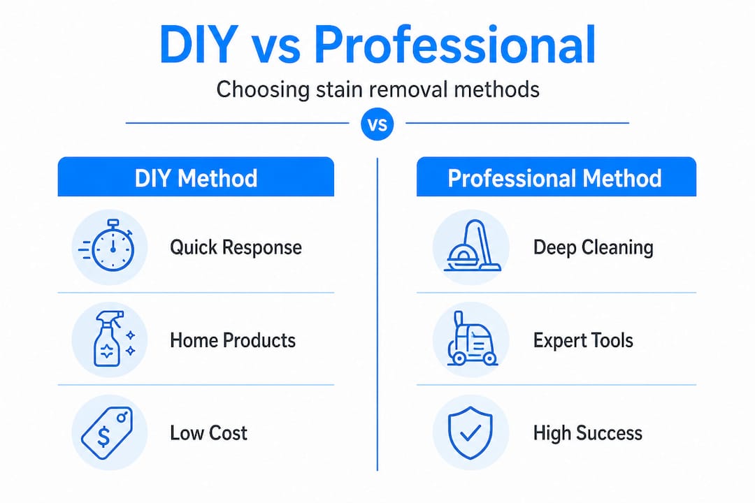 Infographic comparing DIY and professional stain cleaning