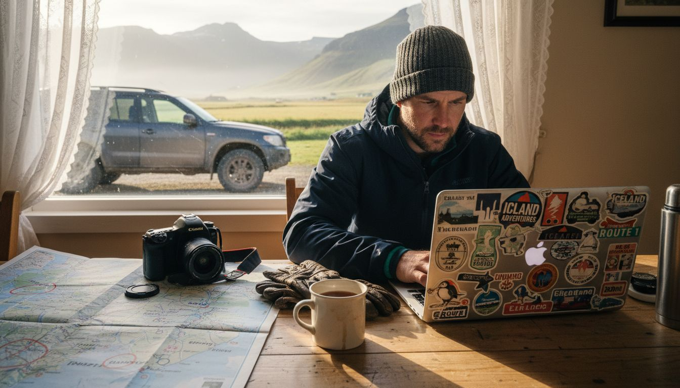 Traveler planning Iceland photo expedition