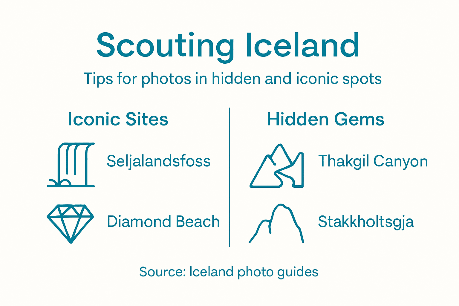 Infographic showing Iceland photo scouting tips