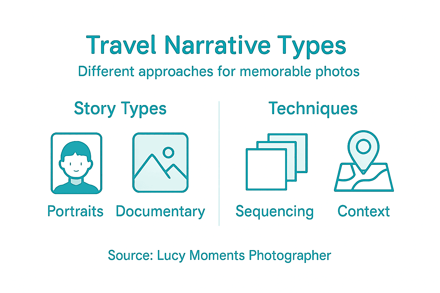 Infographic of travel narrative types and techniques