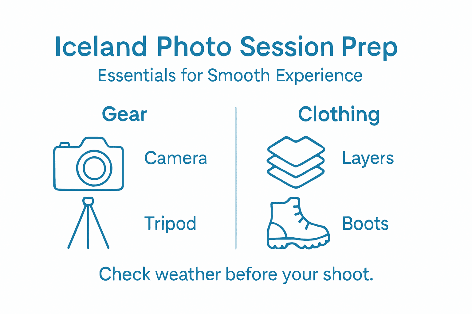 Infographic checklist for Iceland photo session prep