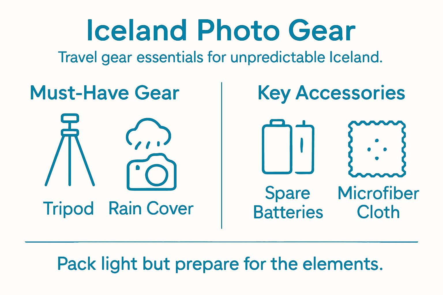 Infographic of Iceland photography gear essentials