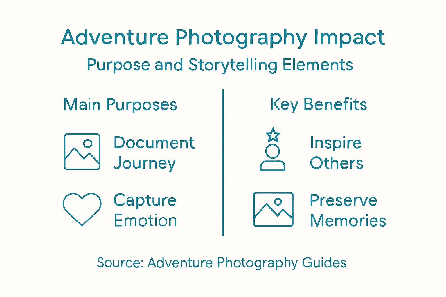 Infographic showing adventure photography purpose and benefits