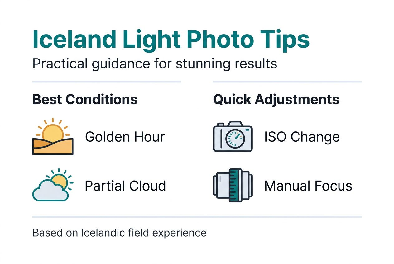 Infographic with Iceland light photography tips