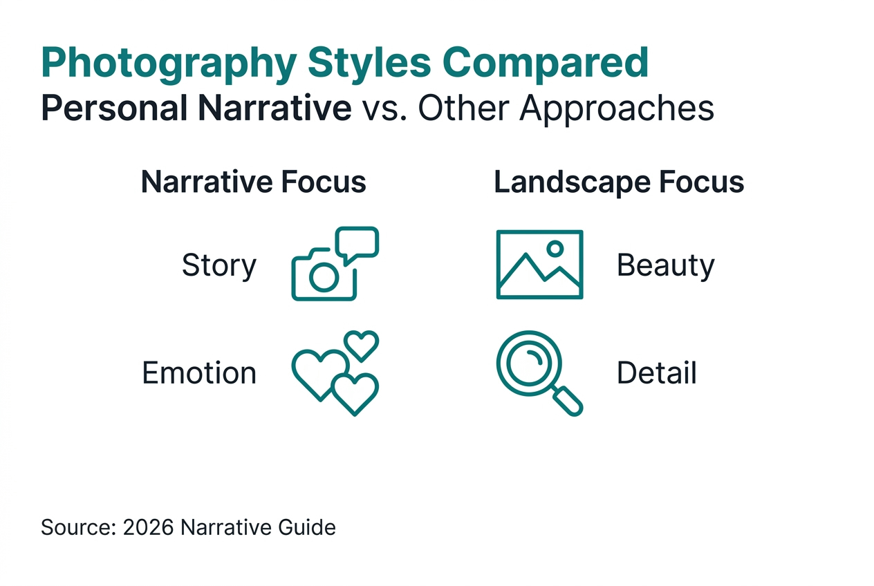 Infographic comparing narrative and landscape styles
