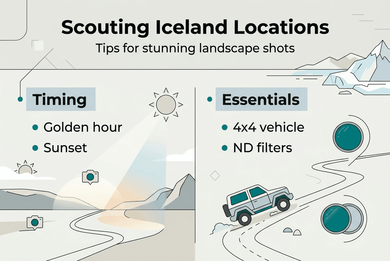 Infographic with Iceland scouting tips for photographers