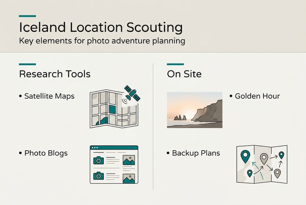 Infographic with Iceland photo location scouting tips