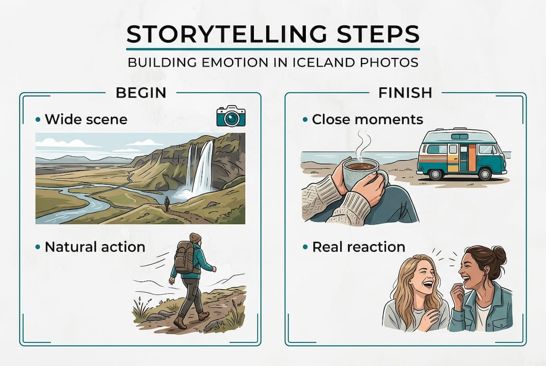 Infographic shows steps for emotional storytelling photos