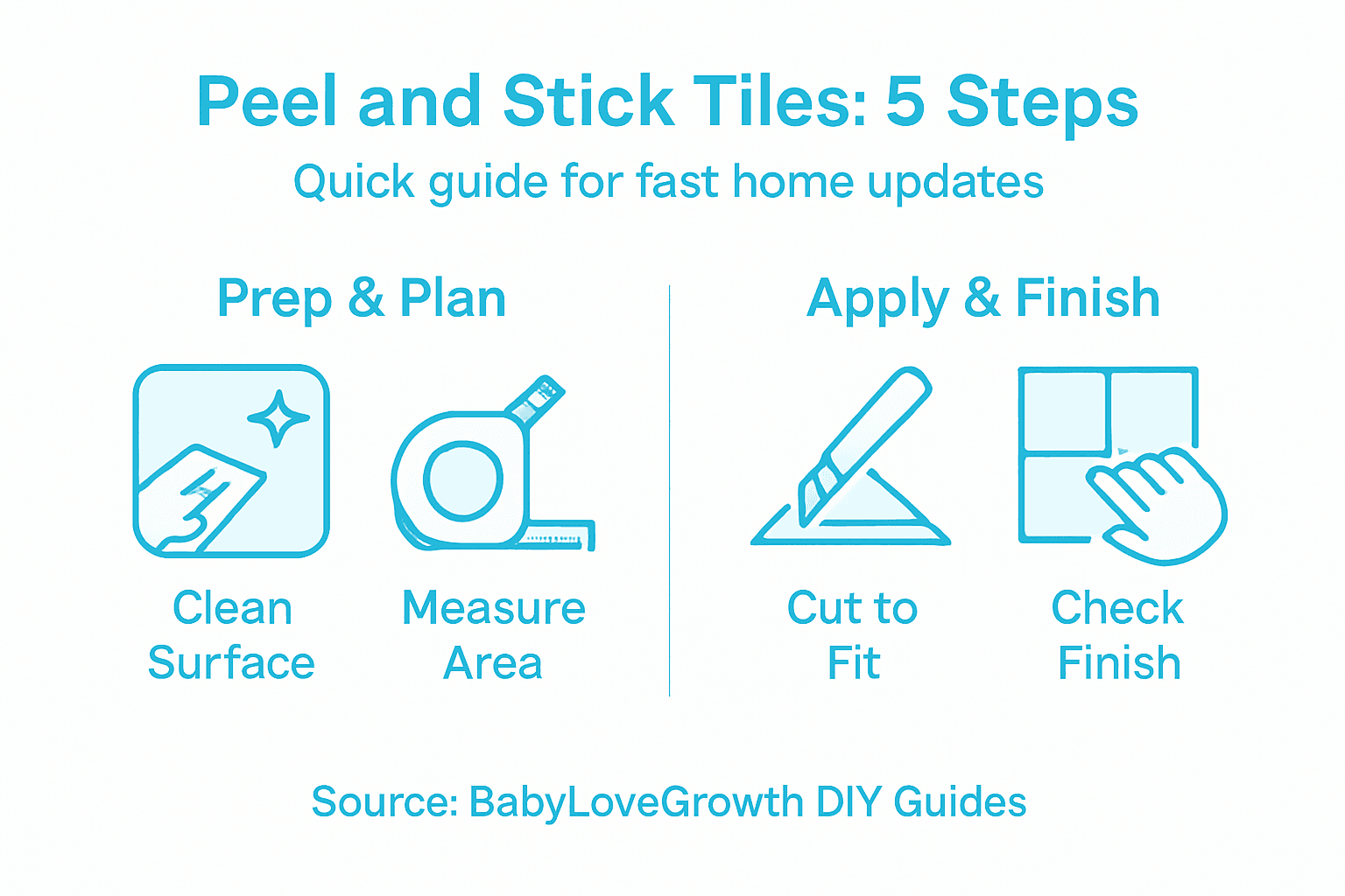 Infographic with peel and stick tile steps