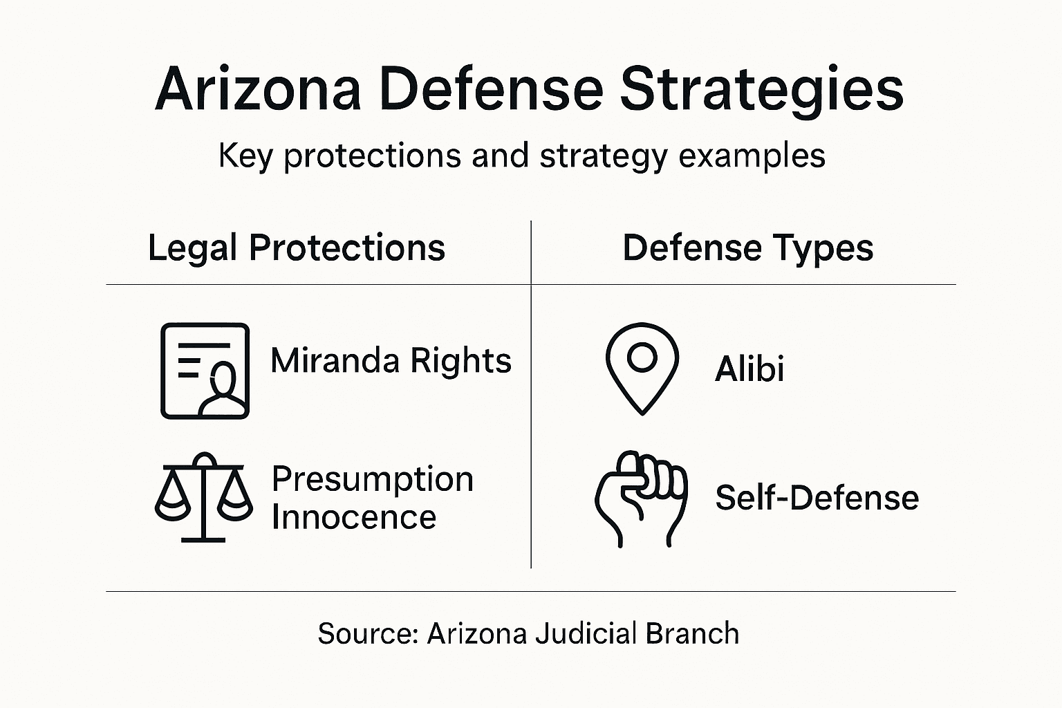 Infographic shows defense types and legal protections