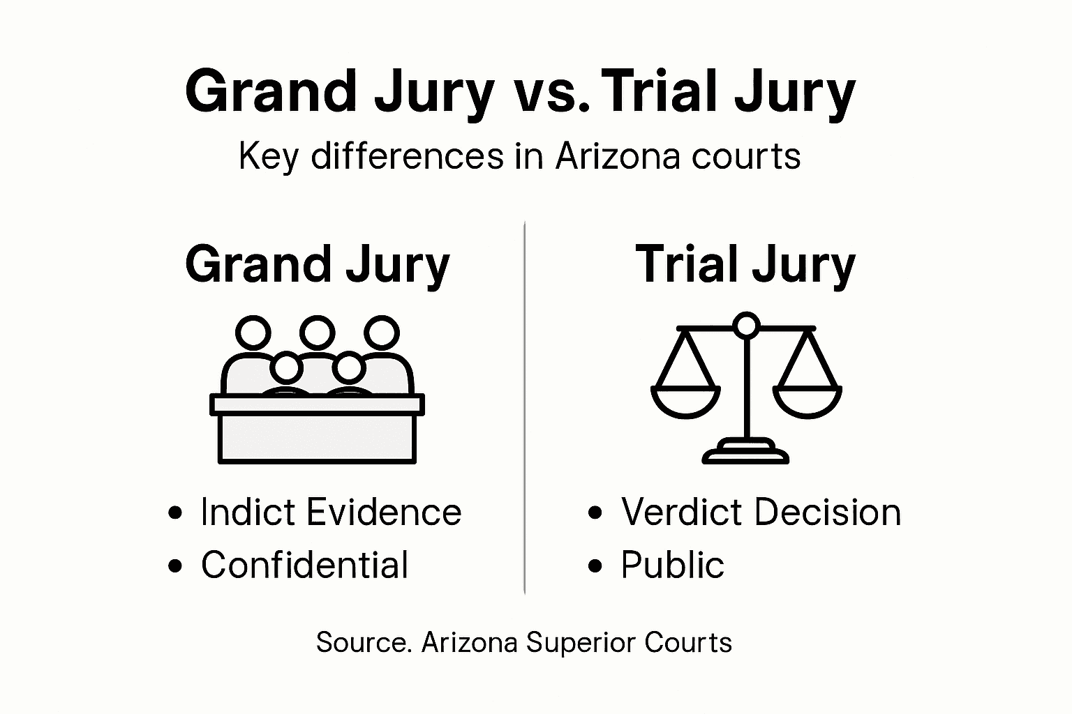 Infographic compares grand jury and trial jury
