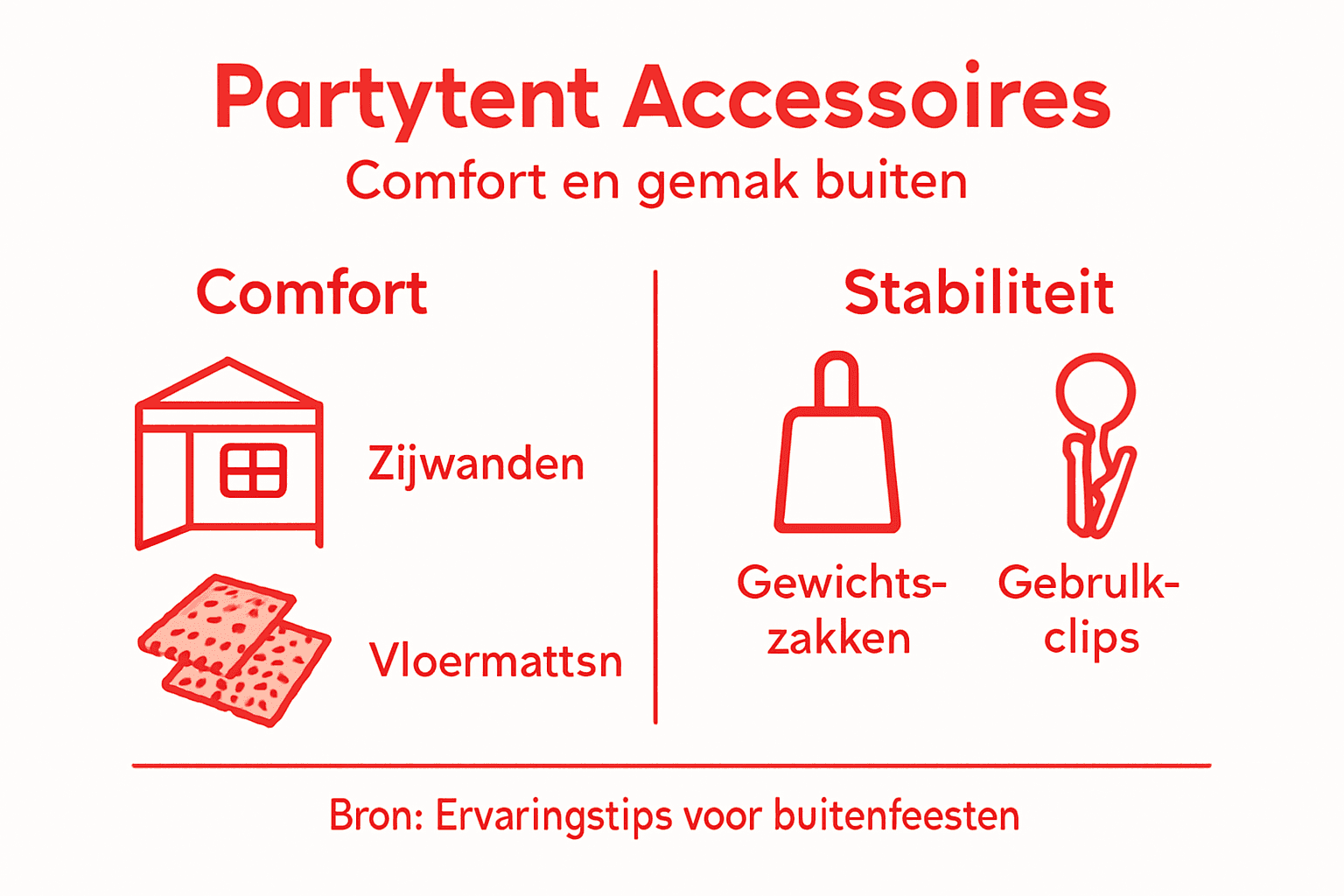 Overzicht: handige accessoires voor extra comfort in je partytent